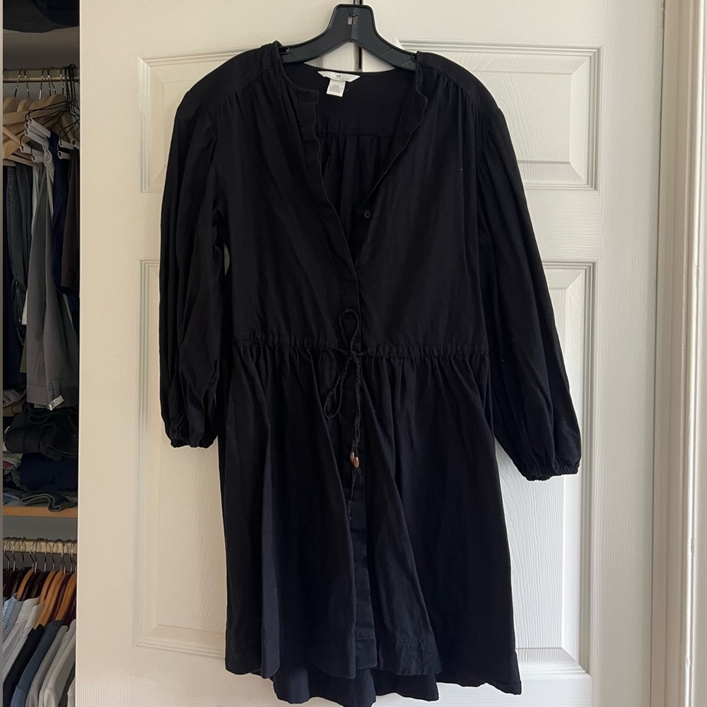 H&M Black Linen Dress w/ tie